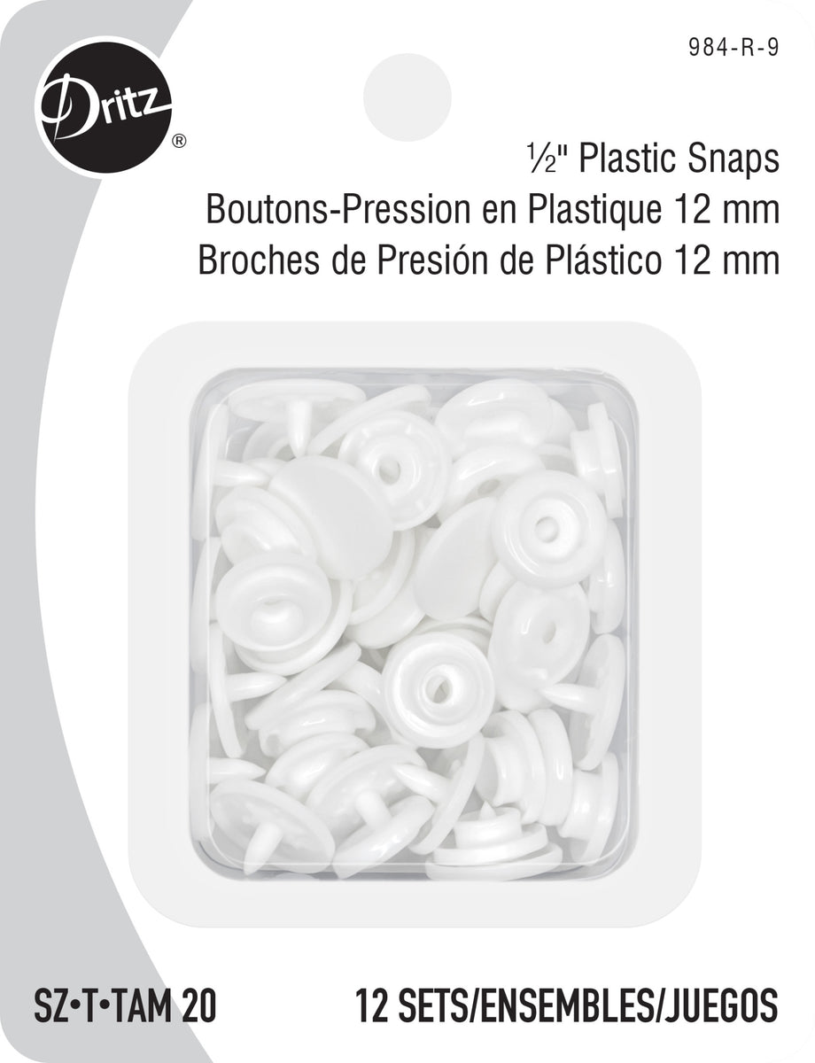 Dritz Plastic Color Snaps, 12 Sets, White