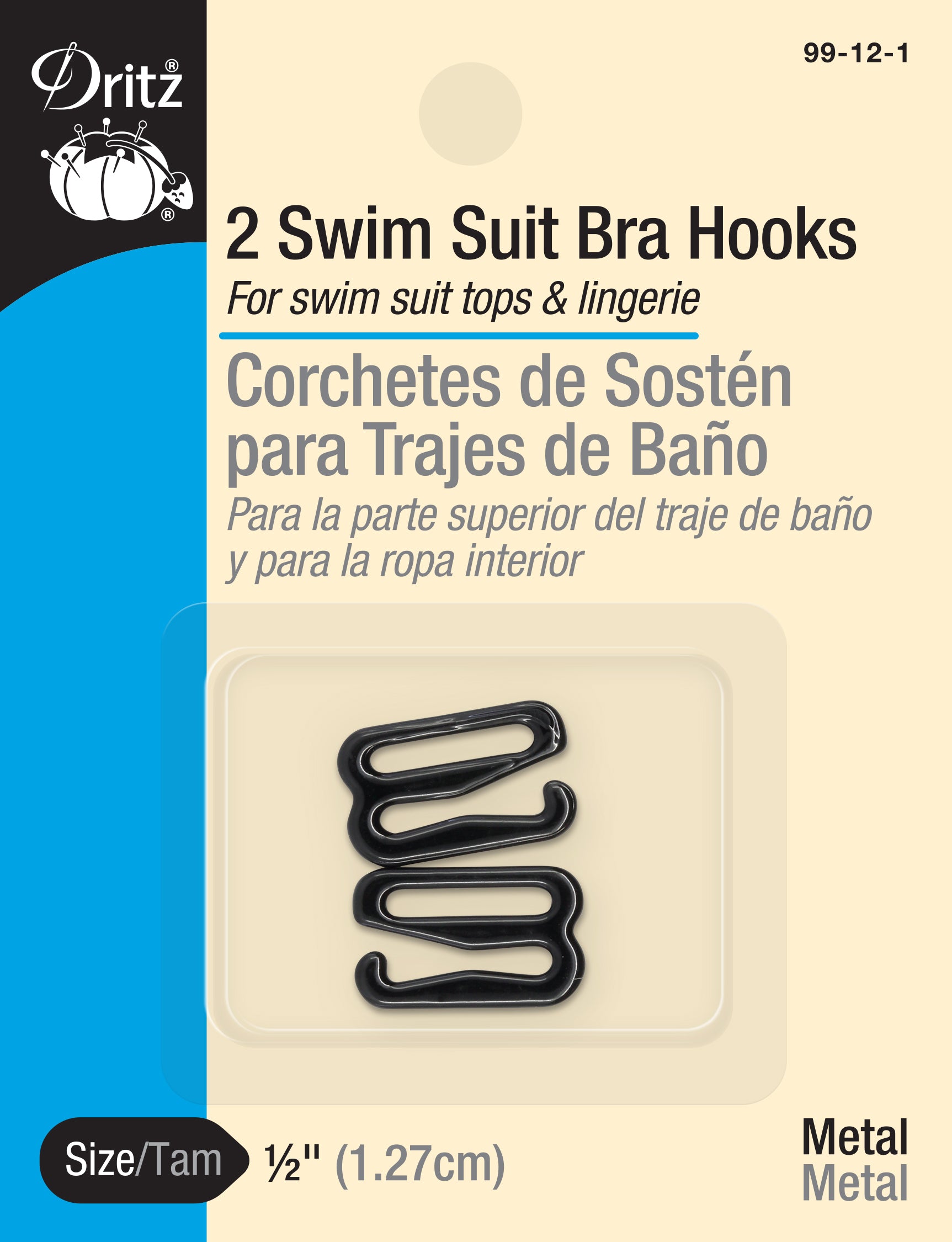 Dritz Swim Suit Bra Hook, Black, 0.5 - 2 count