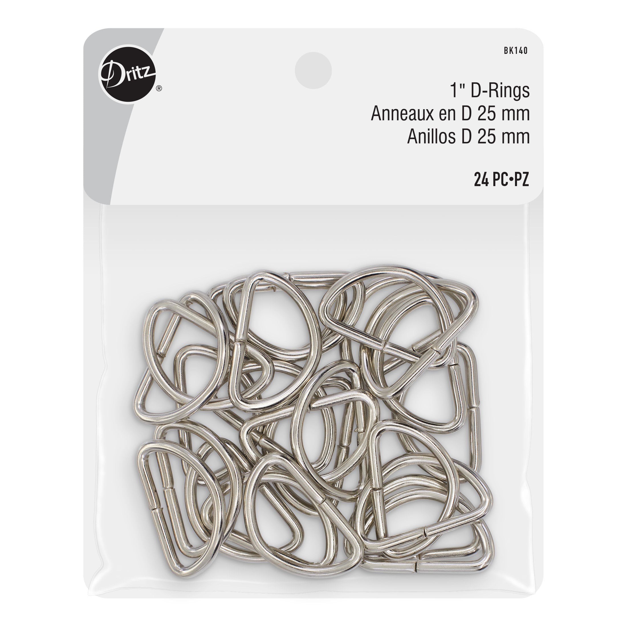 Dritz 1 inch D-Rings, Nickel, 24 pc