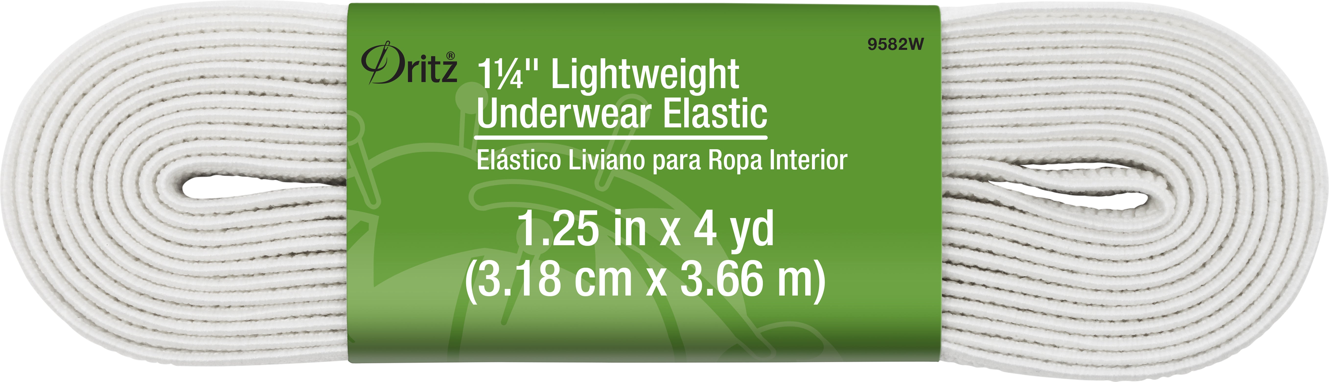 1 1/4'' Lightweight Underwear Elastic-White