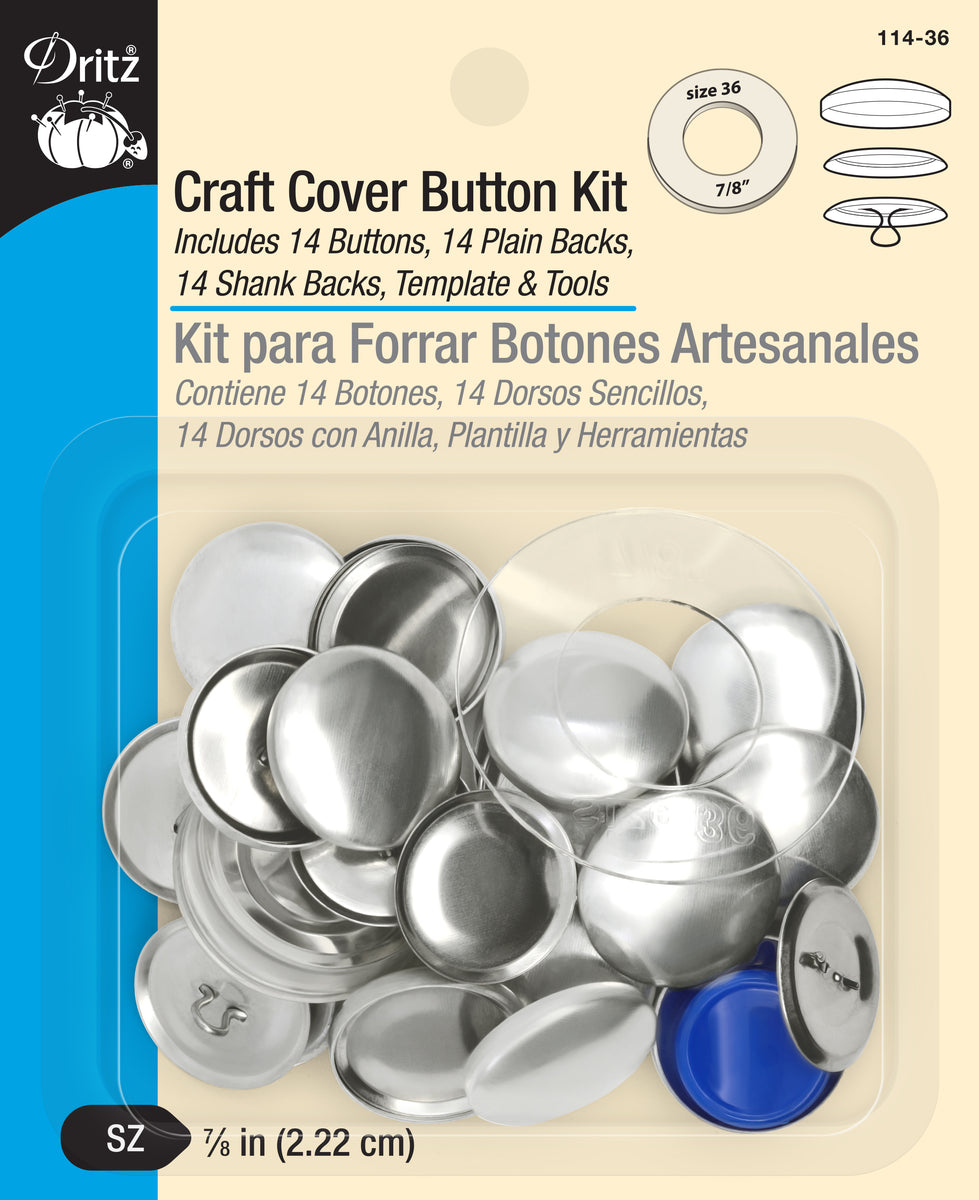Dritz 1-1/8 Craft Cover Button Kit, 10 Sets, Nickel
