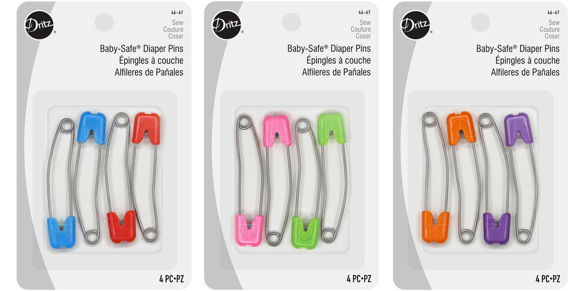 Dritz Pastel Baby-Safe Diaper Pins, 4 pc, Assorted Colors