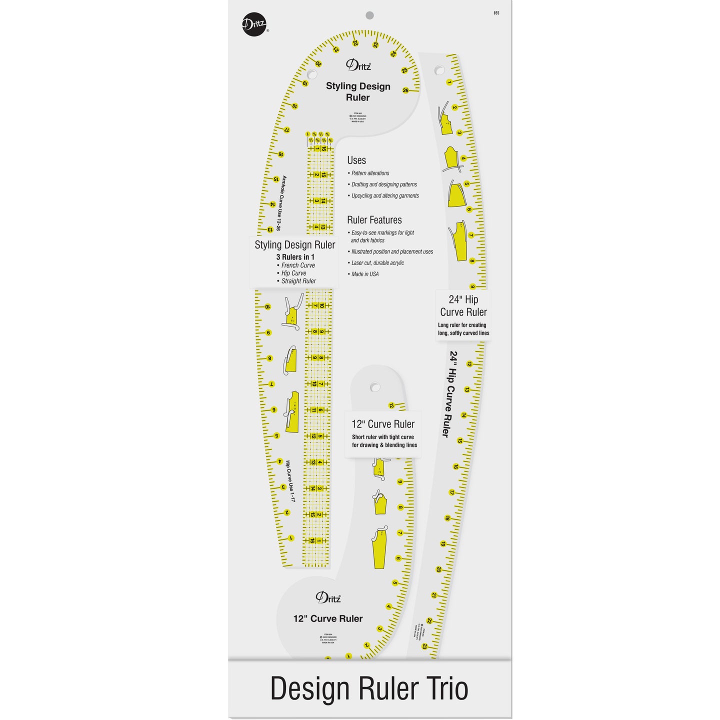 Sewing Clothes French Curve Rulers for Tailor Pattern Template Making,  Fashion Design Dress Curve Rulers , Armhole Curve 