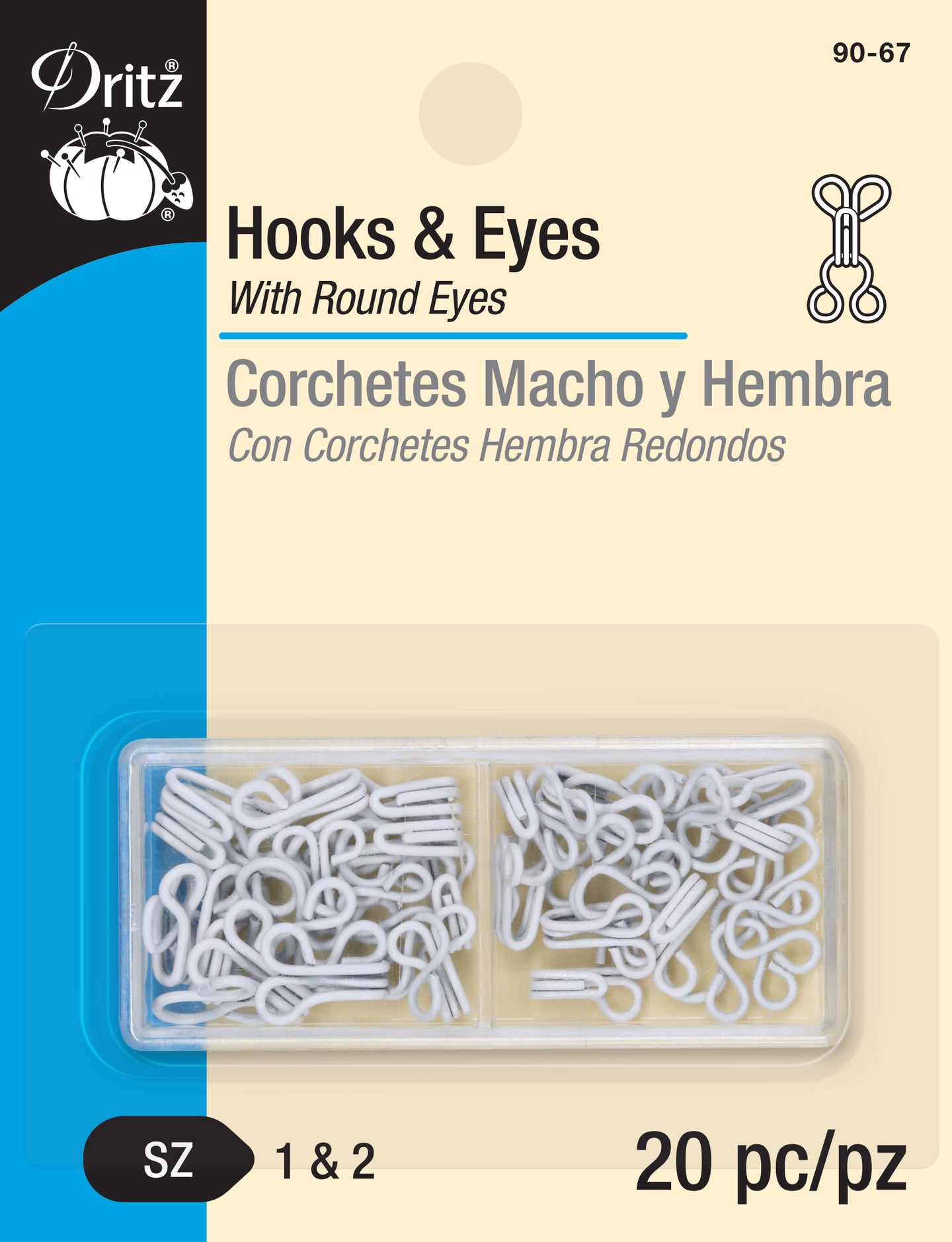 Dritz Hooks & Eyes, 20 pc, White