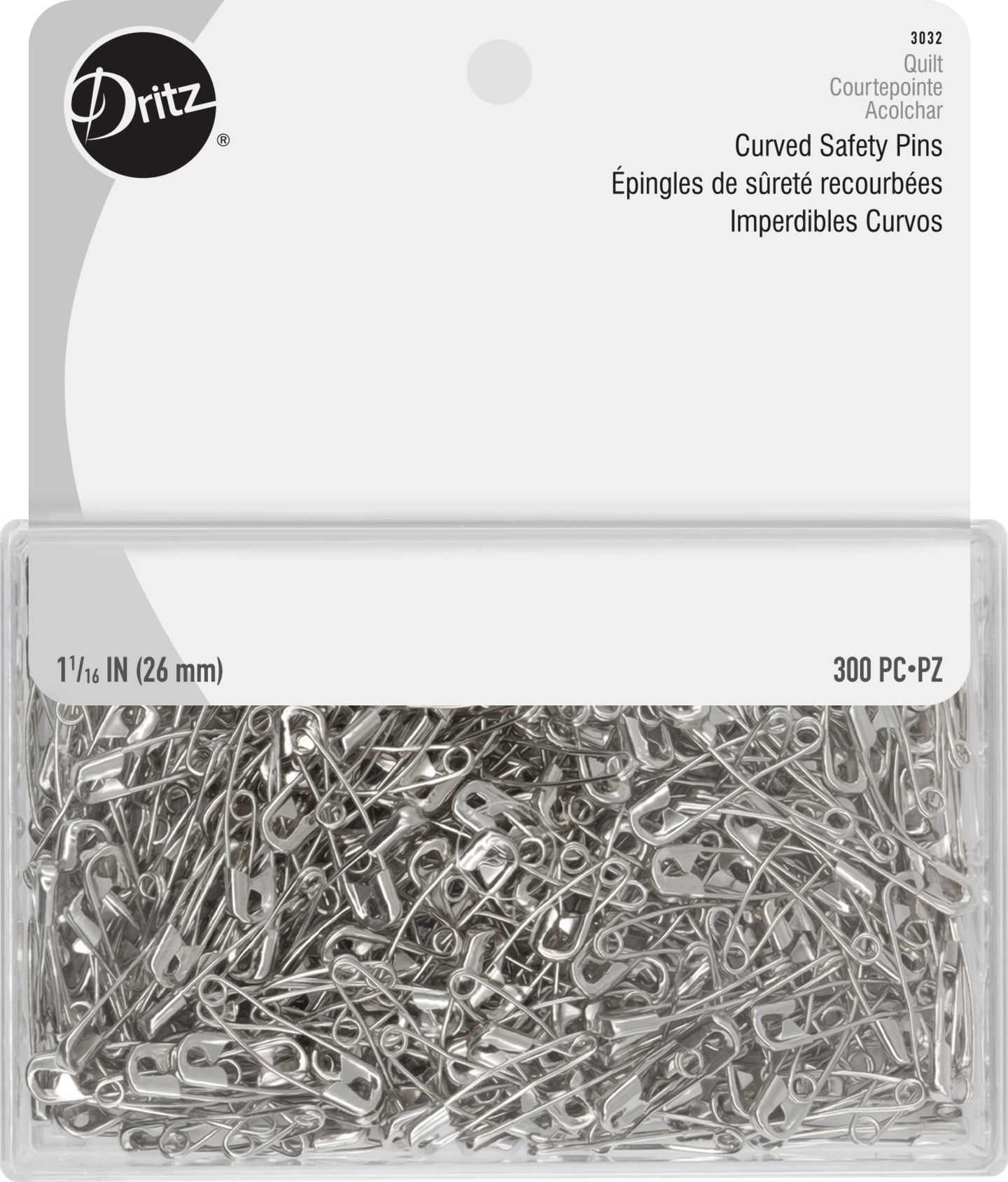 TSHD 100 Pack Curved Safety Pins 1.5 inch Size 2 for Quilting  Sewing，Basting Pins